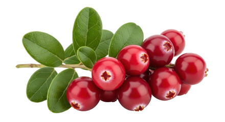 Isolated Lingonberries with Leaves
