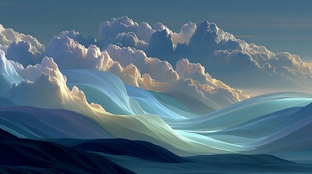 Abstract sky ballet of floating layers with balanced form and gentle rhythm