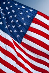 Obraz premium ia generated. Waving United States flag, patriotic symbol on neutral background.
