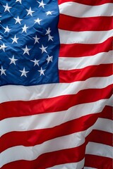 Fototapeta premium ia generated. Waving United States flag, patriotic symbol on neutral background.