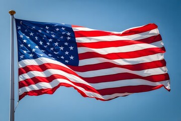 Obraz premium ia generated. Waving United States flag, patriotic symbol on neutral background.