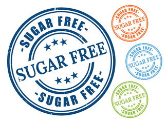 Sugar Free Badge Collection, Grunge Rubber Natural Food Stamp Icons  