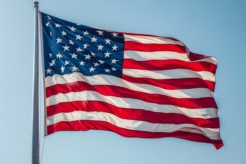 ia generated. Waving United States flag, patriotic symbol on neutral background.