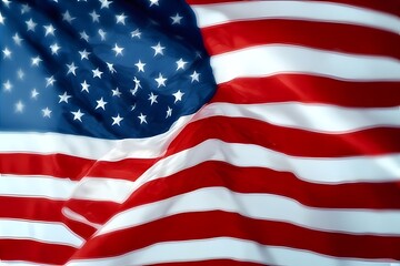 Obraz premium ia generated. Waving United States flag, patriotic symbol on neutral background.