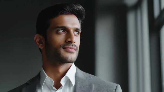 Indian male professional in business attire with modern, stylish appearance.