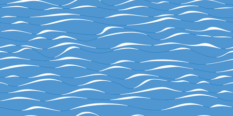 Seamless pattern, wavy lines, sea waves stylization, vector background