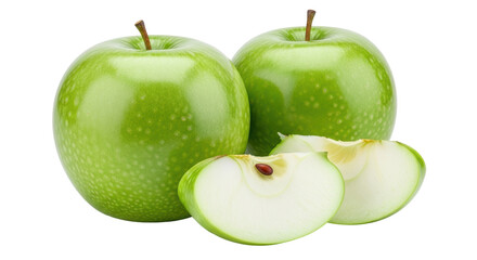 Isolated Two Green Apples with Slice