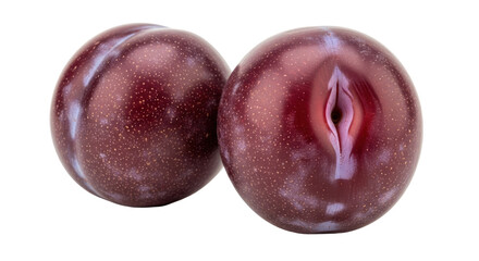 Isolated Purple Plums Duo