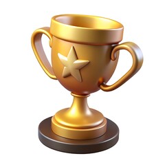Golden trophy with star decoration for achievement and victory