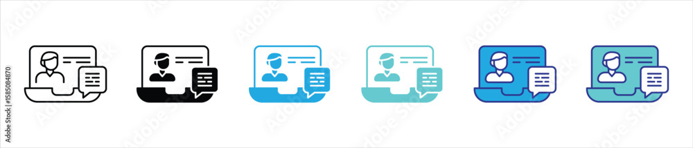 Poster digital dialogue in motion icon set. contain real time learning, virtual classroom, interactive pres