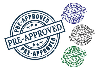 Pre-Approved Grunge Rubber Stamp Collection, Official Approval Vector Set  