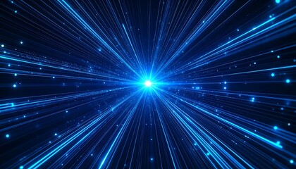 Abstract blue radiating lines and light