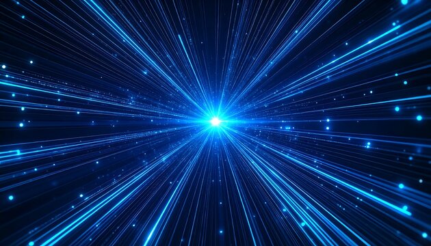 Abstract blue radiating lines and light