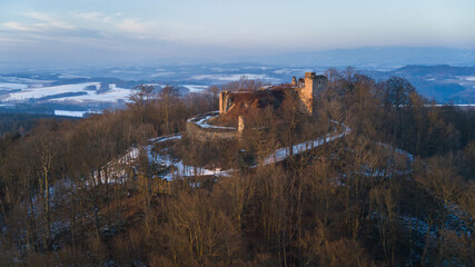 Ruins of Kumburk Castle and the Czech landscape