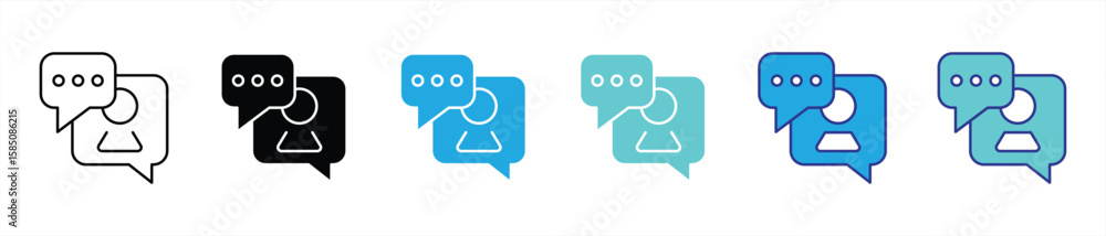 Poster chat icon set. contain online conversation, social messaging, digital communication thin line and co