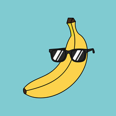banana icon with sunglasses