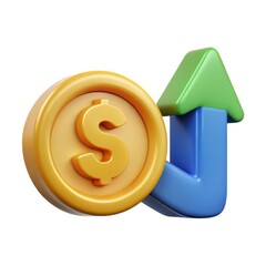  3D Finance Icon with Dollar Arrow – Money Flow Symbol