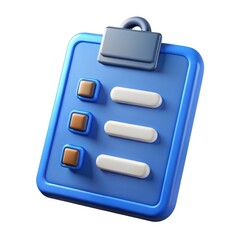  3D Clipboard Icon with Check – Task Completed Symbol