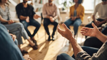 The group engaging in meaningful conversation during a supportive therapy session