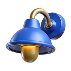  3D Blue Wall Lamp Icon – Interior Light Fixture