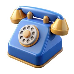 3D Blue Rotary Telephone Icon – Classic Communication