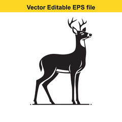 A majestic black deer silhouette with antlers