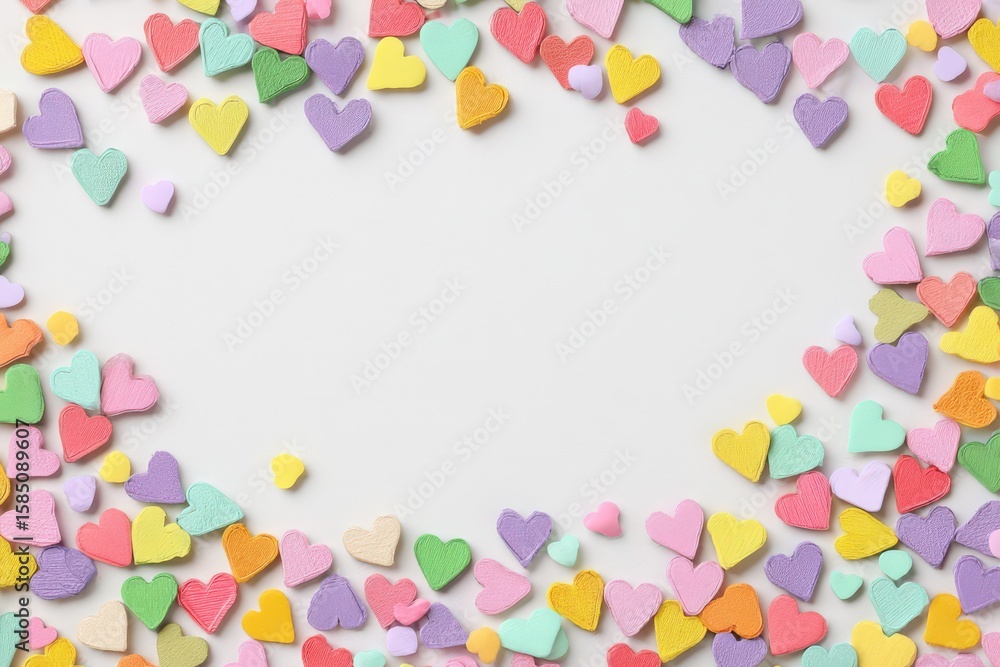 Aufkleber a colorful array of heart-shaped confetti spread across a plain backdrop creating a joyful and festi