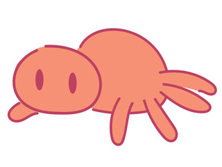パステルオレンジのゆるいクモイラスト