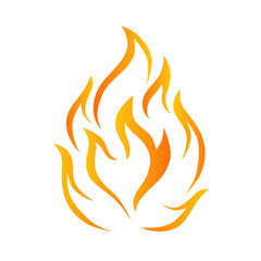Vibrant vector illustration of a stylized flame featuring layered shades of orange and yellow gradient
