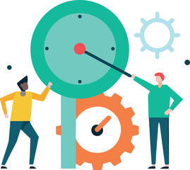 people using giant tools to fix clock mechanism