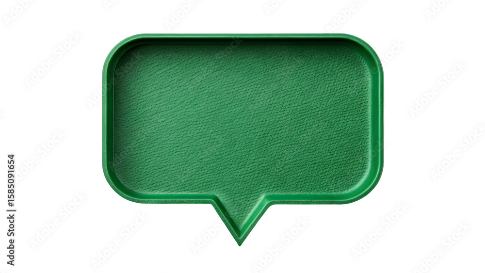 Fototapete green speech bubble with a crumpled paper texture on a white background isolated on white background