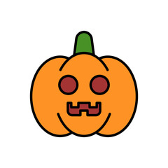 Pumpkin Color Lineal Icon. Pumpkin Halloween Symbol