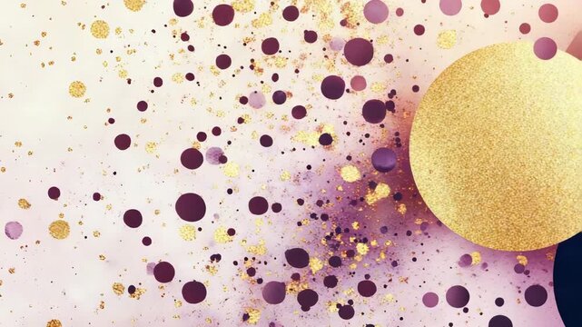 Abstract sprinkle dots in pale plum and rust gold on a clean matte texture