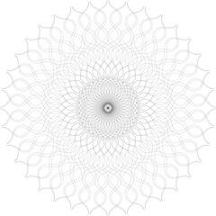 Elegant vector guilloche rosette pattern design for certificate decoration, a round ornamental art illustration with a floral and spiral texture