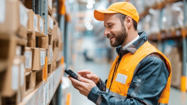 Warehouse worker scanning inventory