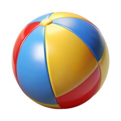 3D Classic Beach Ball Icon – Red, Yellow, Blue Toy