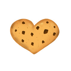Isolated illustration of heart shape chocolate chips cookie