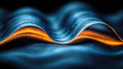 Abstract wave of blue and orange hues evokes a sense of fluidity and elegance