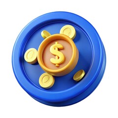 3D Gold Dollar Icon – Financial Currency Symbol