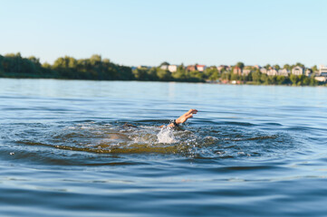 Man drowning in a lake during summer vacation