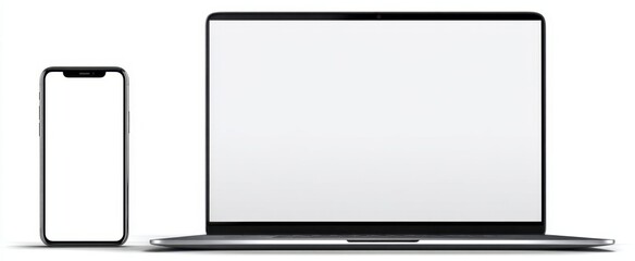 The sleek laptop and smartphone showcasing modern digital technology.