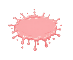 A dynamic and detailed splash of soft pink liquid, captured mid-motion. The splash radiates outwards with droplets scattering from a central pool of liquid.