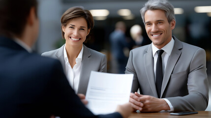 Interview Panel Reviewing Candidate Resume in Meeting Room