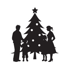 Family Taking Photo Near Christmas Tree