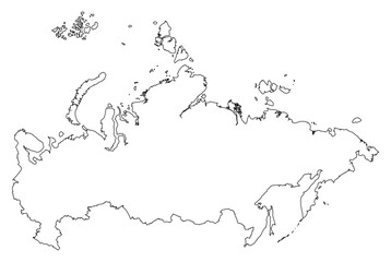 Black Outline Russia Map Europe Country