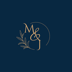MJ Initial Wedding Monogram Logo with Minimalistic Style