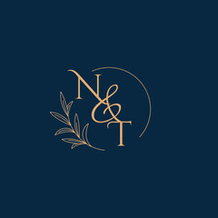 NT Initial Wedding Monogram Logo with Minimalistic Style