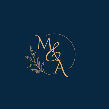 MA Initial Wedding Monogram Logo with Minimalistic Style