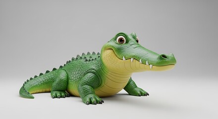 Fototapeta premium Cartoon Alligator Lying Down Smiling Animation Character