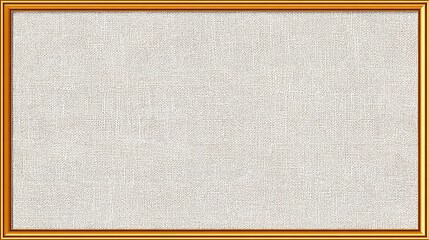 A rectangular off-white textured surface, reminiscent of canvas or linen, is encased within a simple, golden-brown, rectangular frame